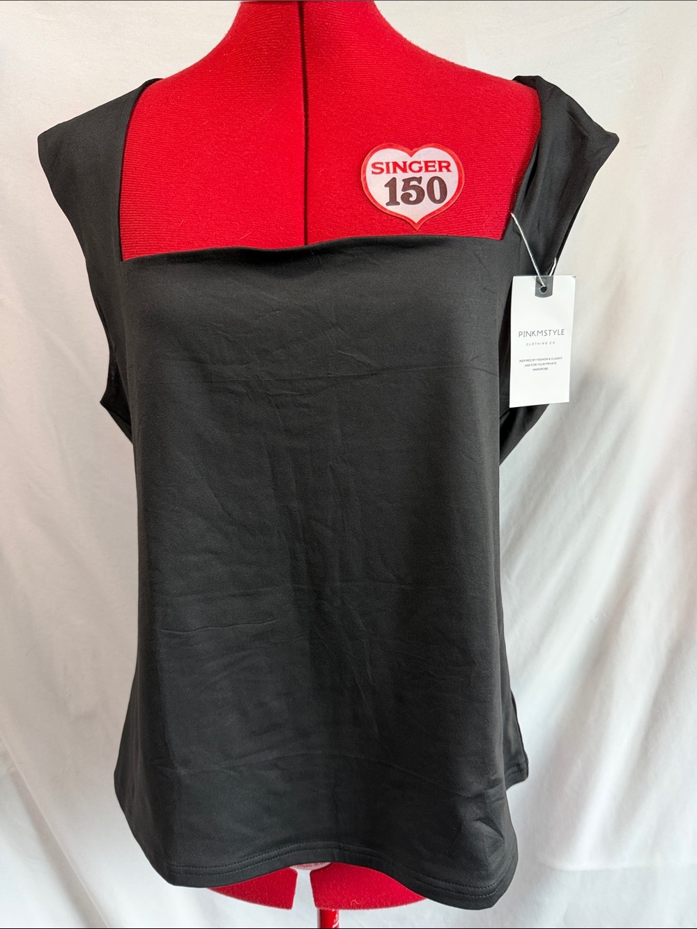 Women’s Black Square-Neck Sleeveless Top